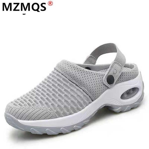 

sandals 2021 women shoes casual increase cushion non-slip platform sandal for breathable mesh outdoor walking slippers, Black
