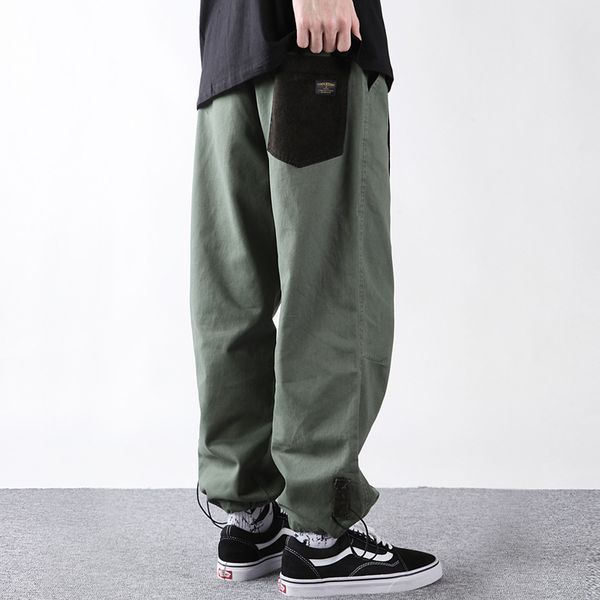 

pants fashionable the color matching pocket overalls for men, Black