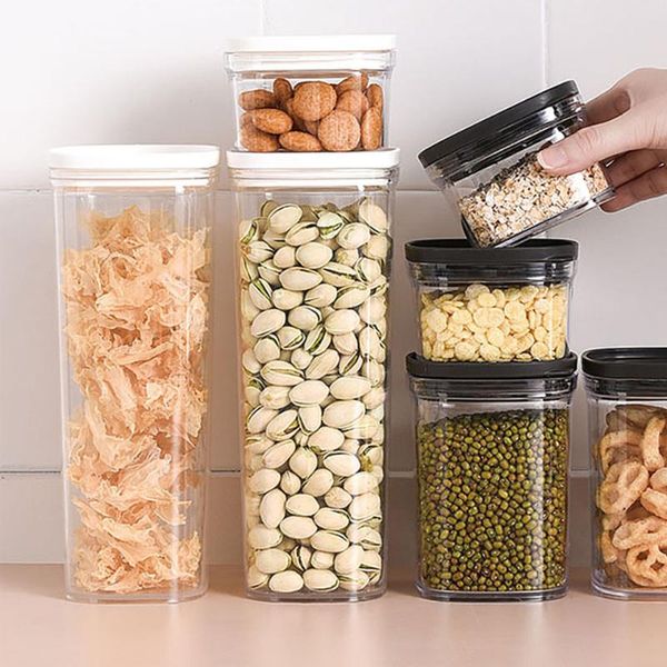

storage bottles & jars kitchen food box transparent moisture-proof dried grains tank sealed with lid nuts bean noodle