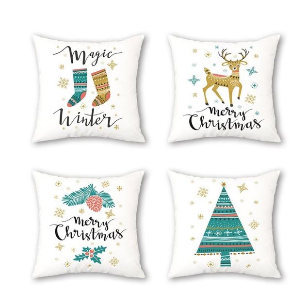 

christmas tree reindeer sock short plush soft pillow case sofa cushion cover home decora kussenhoes housse de coussin cojines cushion/decora