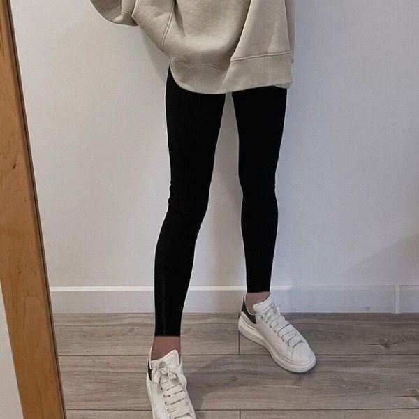 

women's leggings b-toto american retro high waist slim black women autumn and winter all-match outer wear 2021