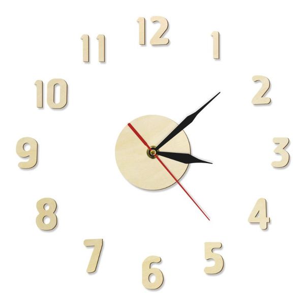 

wall clocks diy wooden clock silent non ticking hanging watch designer home art modern style wood numbers decorative
