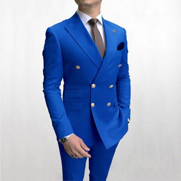 Ternos masculinos Blazers mais recentes projetos de calça de calcinha Slim Fit Blue Blue Handenom Jacket