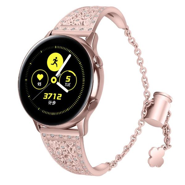 

watch bands bling compatible with samsung galaxy smart band flower-shaped metal diamond adjustment chain wb195, Black;brown