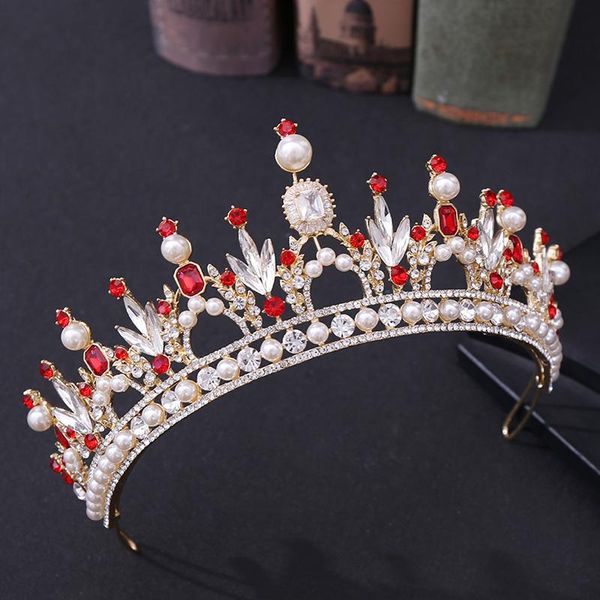 

hair clips & barrettes baroque jewelry accessories women's wedding crown inlaid with zircon multicolor fashion pearls bridal tiaras for, Golden;silver