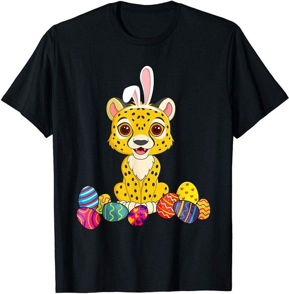 

cheetah bunny ear with egg easter easter day shirt men boys t-shirt, White;black