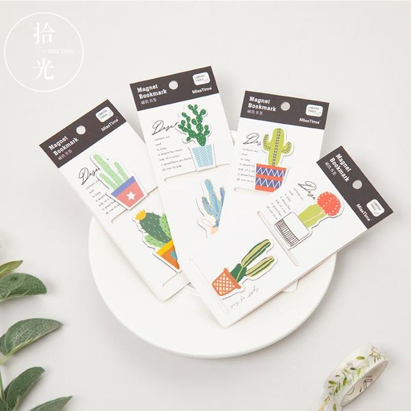 

bookmark 2 pcs/pack colorful cactus magnet paper clip school office supply escolar papelaria gift stationery