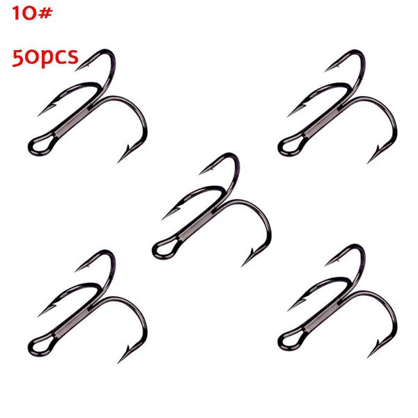 

fishing hooks 50pcs/pack stainless steel treble hook black sharp triple sanben goluya special fish binding hair