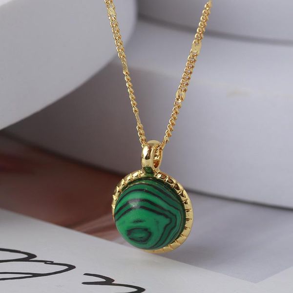 

pendant necklaces simple planet double-sided inlaid stone golden ball necklace, Silver