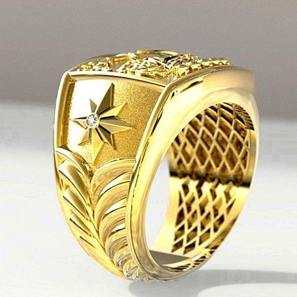 

cluster rings bohemia domineering soldier badge armor men's ring vintage punk 14k gold handmade carved fine jewelry, Golden;silver