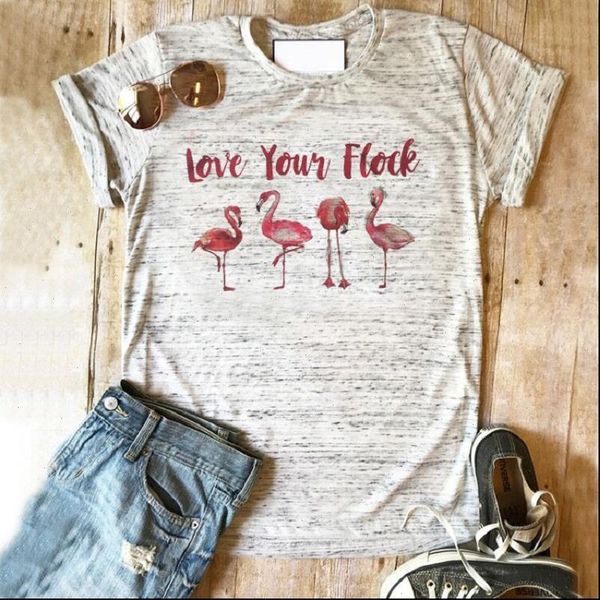 

women t shirt flamingo summer shirts love your flock graphic tees harajuku clothing plus size print rose girls, White