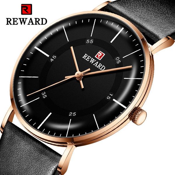 

wristwatches reward luxury men watch 6mm ultra-thin waterproof relogio masculino reloj hombre fashion men's clock, Slivery;brown