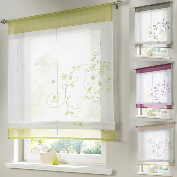 

est roman blinds embroidery tulle short shade pastoral room window curtain cortinas dormitorio modernas door & drapes