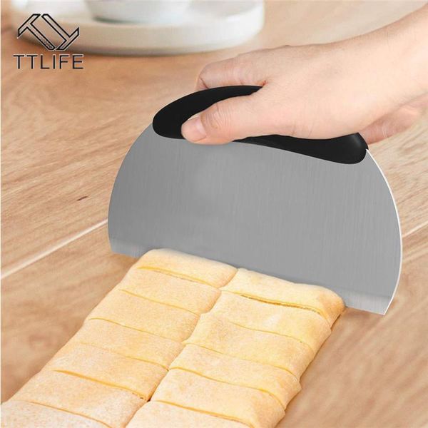 

black red half round stainless steel dough scraper, pastry cutter with handle bench scraper knife baking & tools