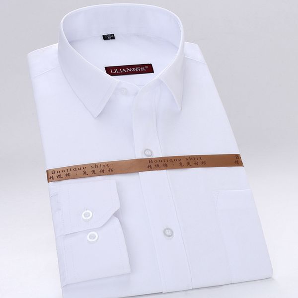 

2021 spring and autumn men's long sleeve white shirt pure color youth slim fit business professional wear non iron, White;black