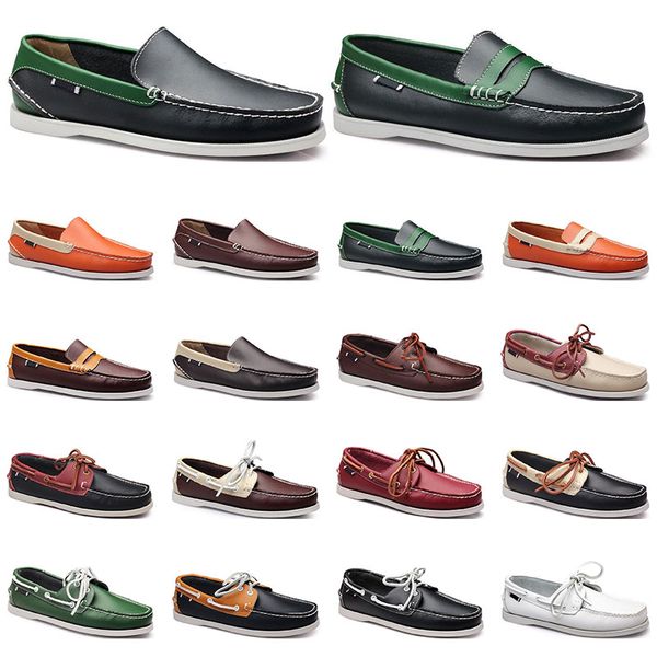 

104 womens sneakers sailing shoe mens casual leather shoes black white red green orange brown outdoor trainers size 38-45