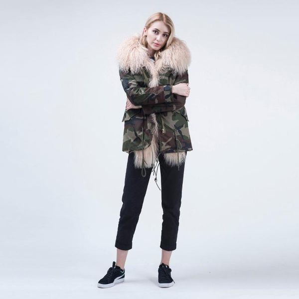 

women's trench coats real fur parka price coat women winter, Tan;black