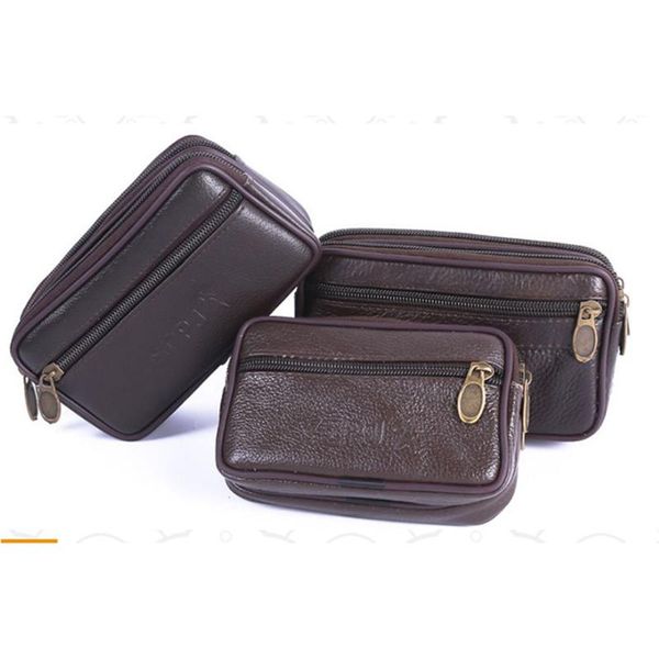 

fashion vintage multifunctional leather waist fanny pack belt bag pouch travel hip bum men small purse casual wallets, Red;black