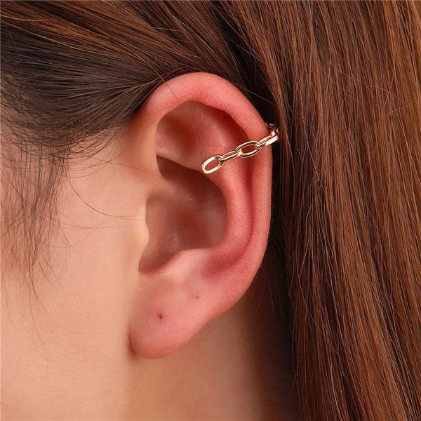 

u-shaped hollow chain model ear cuff women copper retro no hole bone clip european lady party gift punk gold earrings jewelry accessories wh, Silver