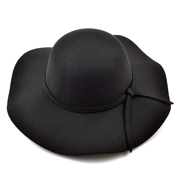 

british women's woolen eaves korean dome black autumn and winter big brim hat sun hat, Blue;gray