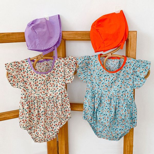 

summer baby girls rompers sleeveless floral jumpsuit clothes girls rompers casual kids baby girl clothes rompers, Blue