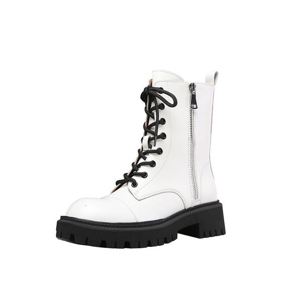 

asumer of genuine leather shoes women lace to zip fashion heel boots, Black