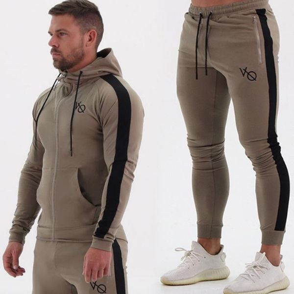 

men's tracksuits boutique brother sweater pants set summer sports stretch slim running two piece suit, Gray
