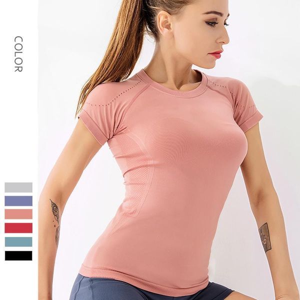 

yoga outfit women short sleeve shirt seamless sports slim breathable fitness t-shirt gym workout crop female running sportswear