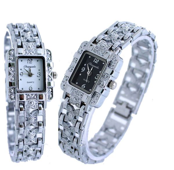 

watch square women's alloy gift, Slivery;brown
