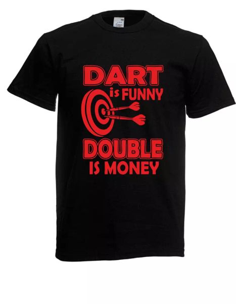 

mens t-shirt dart is funny-double is money spells funny until 5xl, White;black