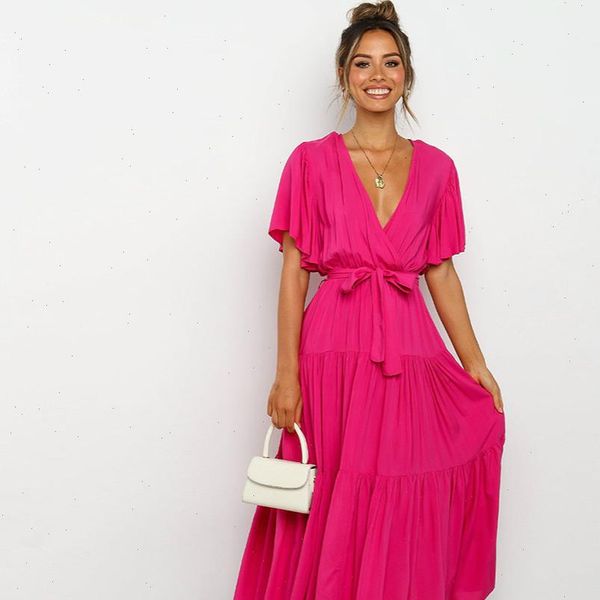 

women dress arrive spring v neck cross belt tunic solid color fashion casual ankle length dresses, Black;gray