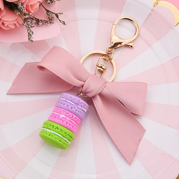 

keychains budrovky macaron cake keychain ribbon bow bag car pendant drop, Silver