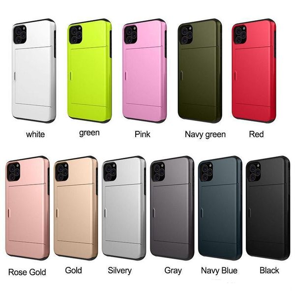 

2 in 1 slide card holder phone case 2 in 1 back cover ultra-thin shockproof cover for iphone xs xr s9 s10