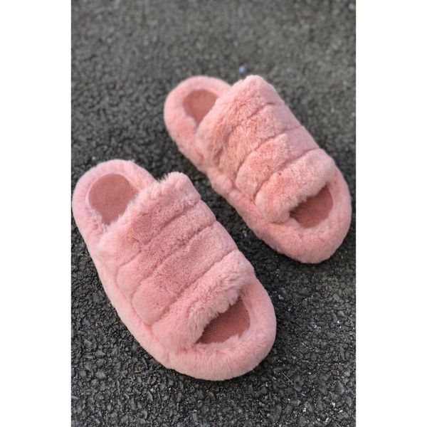 

sandals women peep-toe on detailed puff slippers, Black