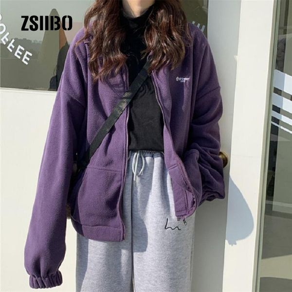 

women jacket korea ulzzang letter long sleeve loose large size ins punk casual solid color harajuku clothing women's jackets, Black;brown