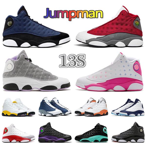 

mens women couple basketball shoes jumpman 13 13s desinger vintage houndstooth playground soar green black glitter pink dmp brave blue sneak