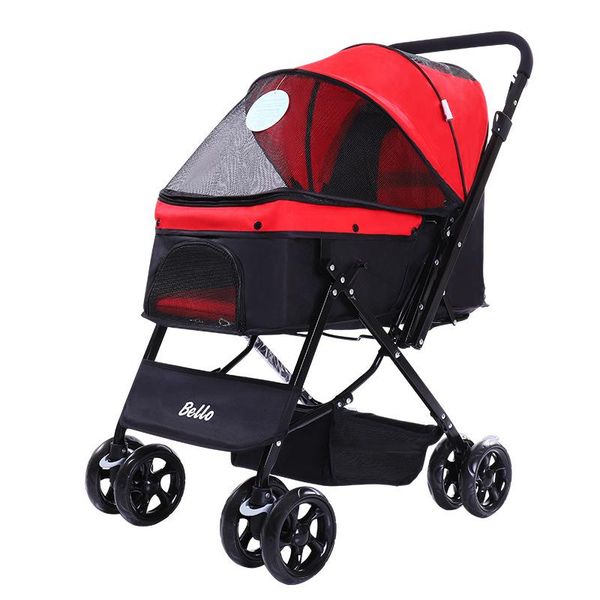 

dog car seat covers kennel ultralight stroller/cat puppy travelling carrier cart walking/shopping stroller folding pet buggy house red/black