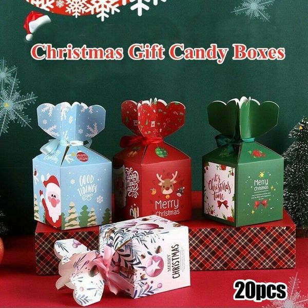 

gift wrap 20pcs christmas boxes creative candy box xmas wedding party favor 8.8*8.8*9.5cm wrapping supplies