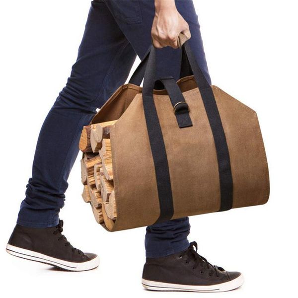 

storage bags 1pcs supersized canvas firewood wood carrier bag outdoor camping holder carry foldable handling tote