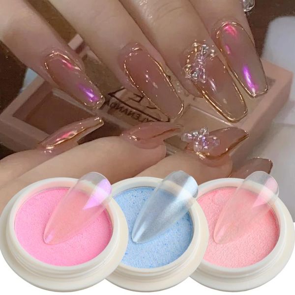 

nail glitter solid aurora powder mermaid chrome mirror pigment art decorations pearl rubbing dust brush set pink glitters trg01-06, Silver;gold