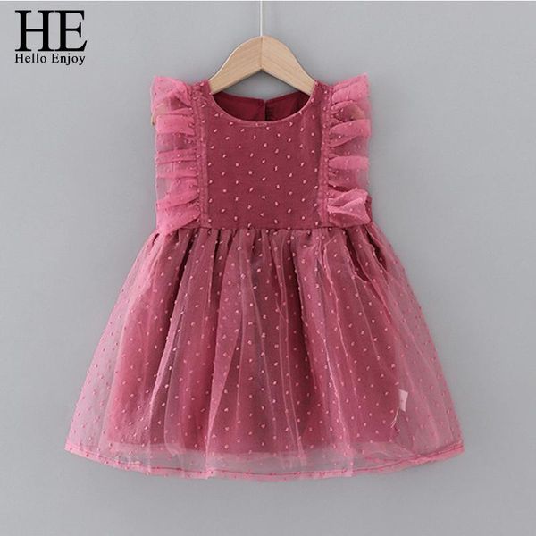 

girl's dresses he hello enjoy 2021 girls summer lace dress girl clothing ruffle sleeveless bowknot fashion kids baby casual, Red;yellow