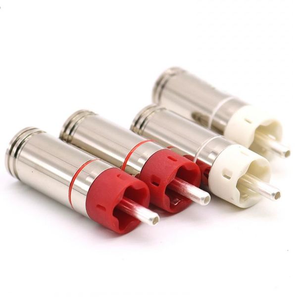 

smart power plugs hifi diy gold plated tellurium copper / silver connector speaker rca plug 9mm star wire 2 pairs 4 high quality