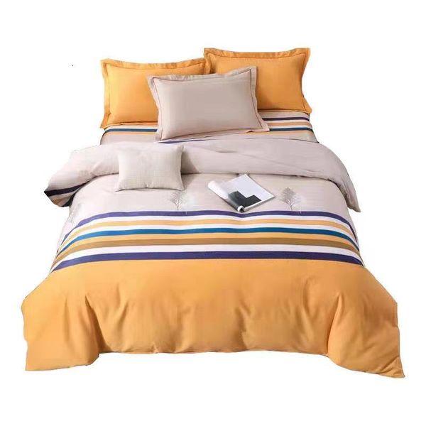 

cotton long staple cotton matte quilt cover four piece bed printed fitted sheet with edge student dormitory suppli