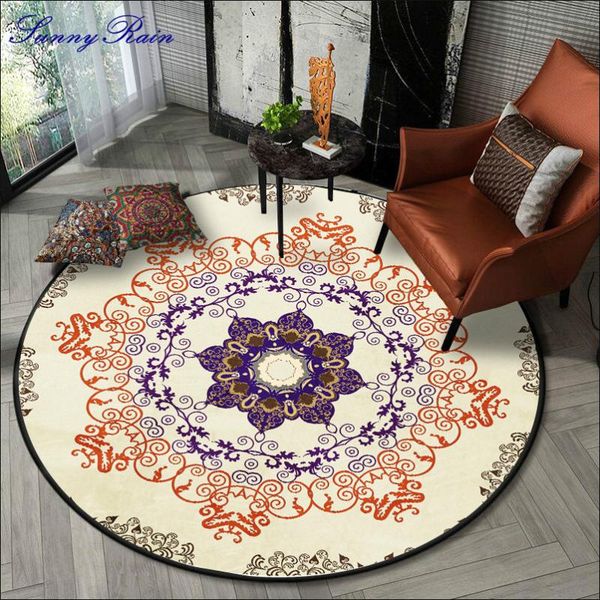 

sunnyrain 1-piece printed fleece bedroom rug round carpet area rugs for living room 120cm carpets