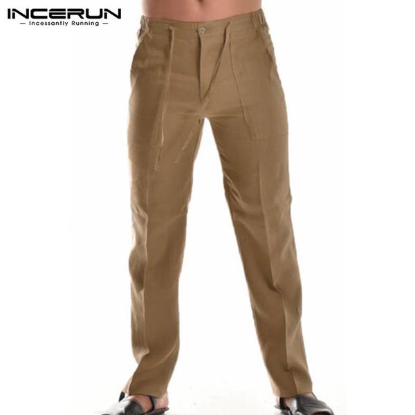 

men casual straight pants joggers solid color streetwear pantalones hombre vintage button business leisure thin trousers men's, Black