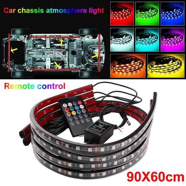 

interior&external lights 4pcs car underglow flexible strip led remote app control rgb under automobile chassis tube underbody system neon li