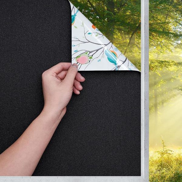 

window stickers sun blocking privacy heat control frosted static cling tint total 100% light removable film for home bedroom