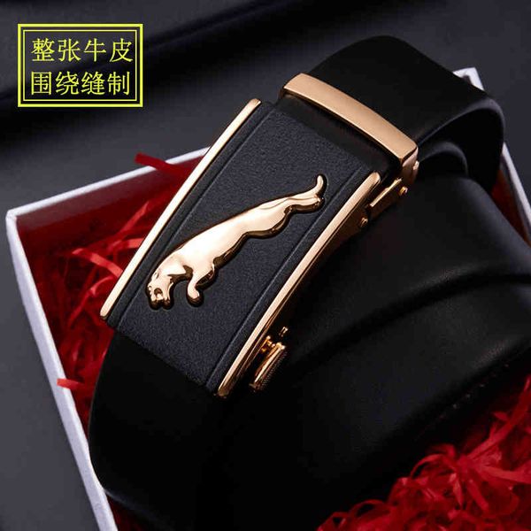 

man's charm leopard zinc leather alloy automatic buckle belt, Black;brown