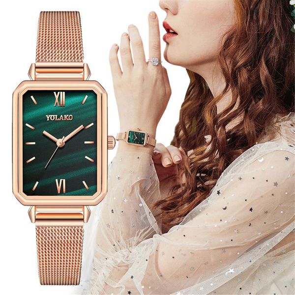 

wristwatches high-end women watch japan quartz movement watches stainless steel mesh rose gold ladies drop, Slivery;brown