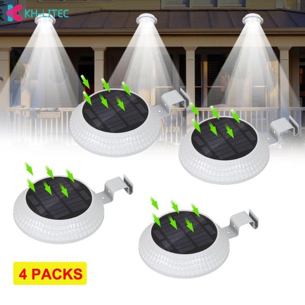 

solar lamps 4 pcs power 12 leds wall lights round gutter fence lamp waterproof outdoor garden security street
